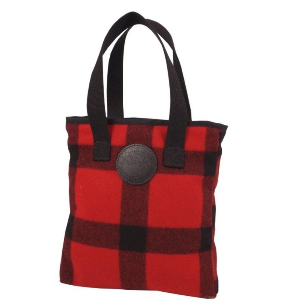 Duluth Pack buffalo plaid promo tote